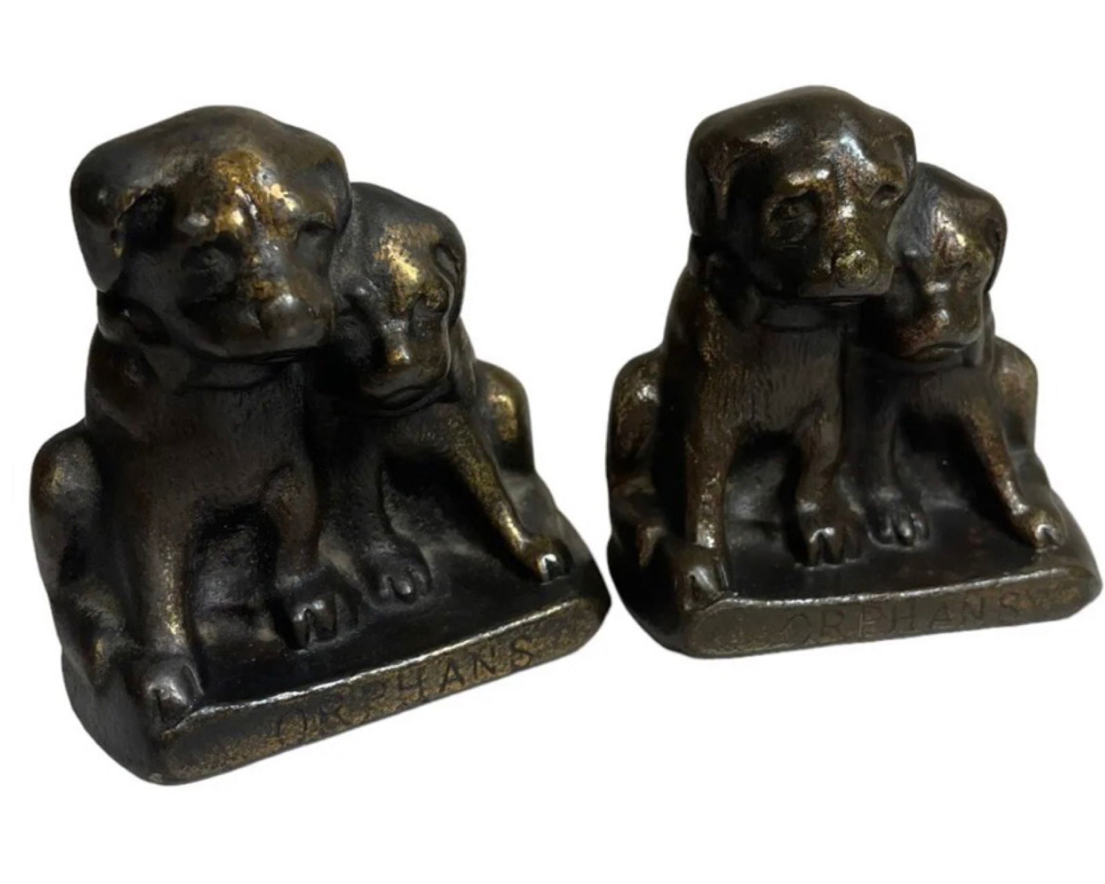 VINTAGE ORPHANS BRONZE PUPPY DOG BOOKENDS (1 of 3)