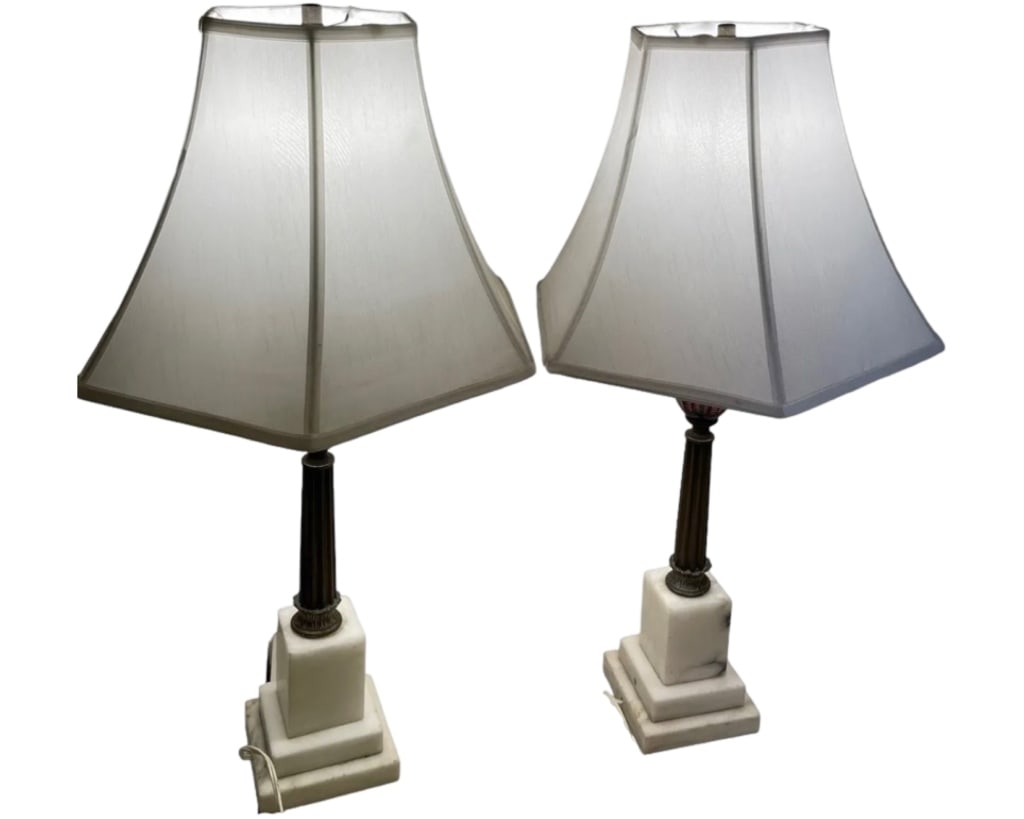 Bohemian Table Lamps Ruby Red Crystal Marble Base (1 of 4)