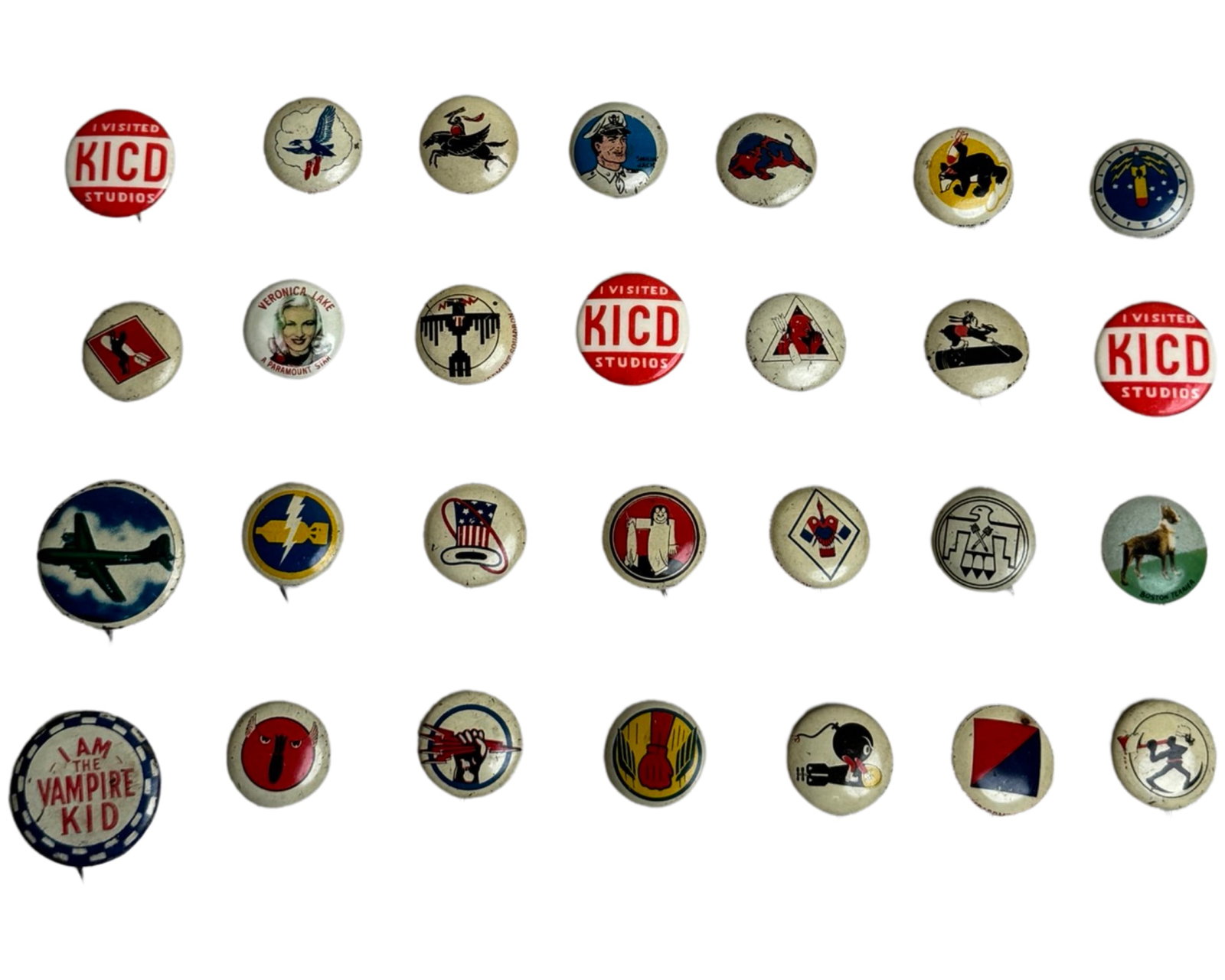 Vintage 1940"s Lot Of 28 Pins Kelloggs Military: Vintage 1940"s Lot Of 28 Pins Kelloggs Military.Good Condition