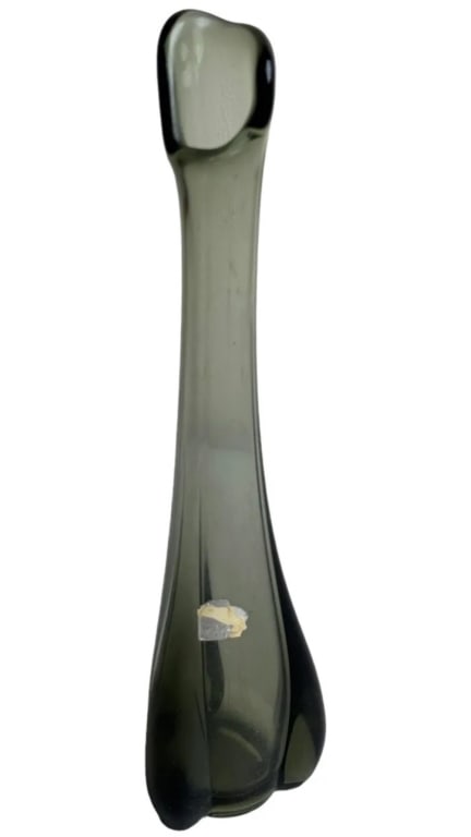 Viking Charcoal Gray Three Foil Swung Vase: Viking Charcoal Gray Three Foil Swung Stretch Glass Vase 10.5" Tall. Vintage MCM.Good Condition