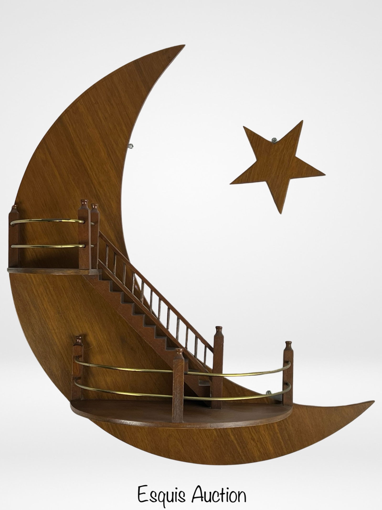 Wooden Crescent Wall 3-D Sculpture/ Shelf (1 of 2)