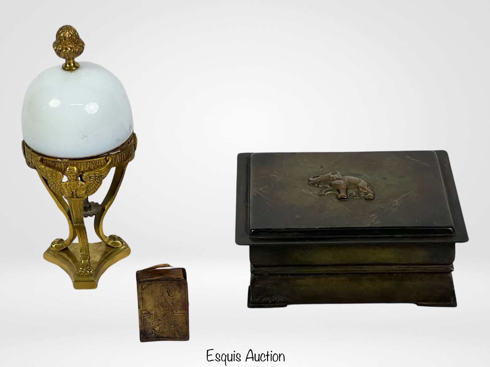 30's Danish Argentor Bronce Cigarette Box, Lighter (1 of 7)