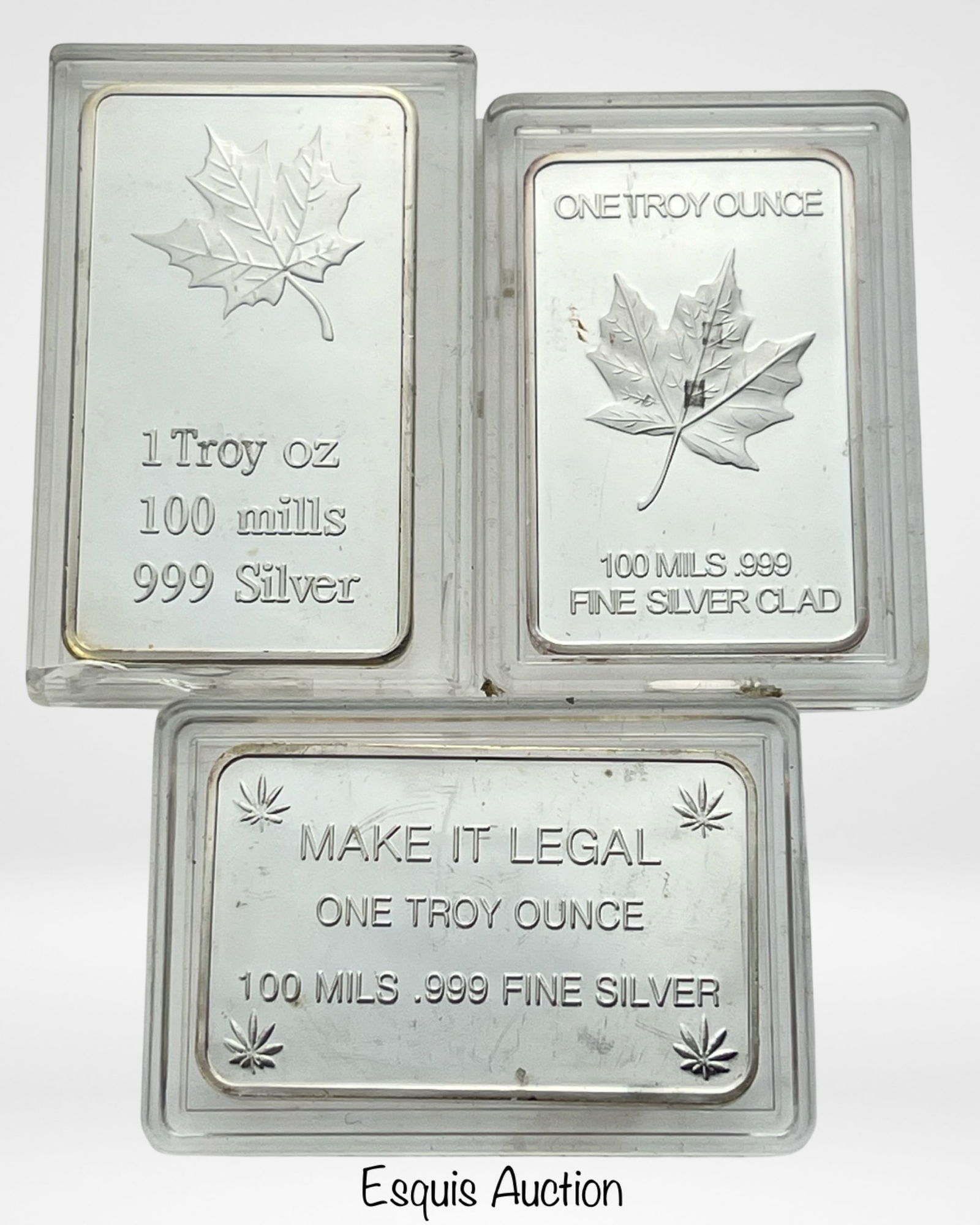 Lot of 3 1 Troy Oz .999 Fine Silver Bars (1 of 2)