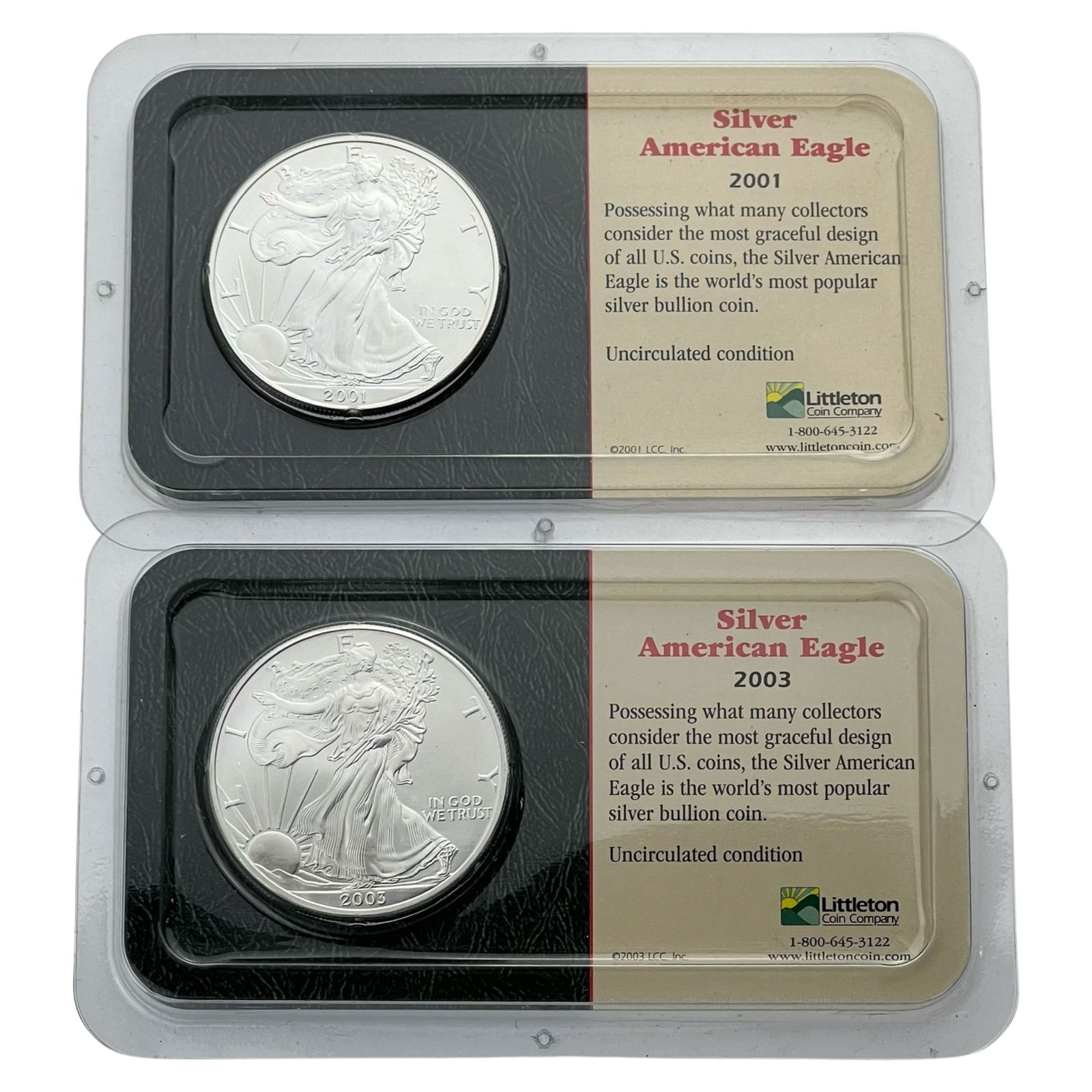 2001 & 2003 American Silver Eagle Dollar Coins (1 of 2)