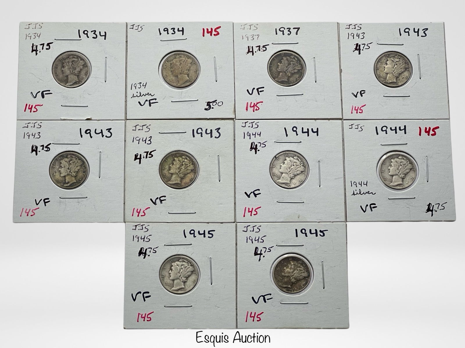 US Mercury Silver Dimes- All in VF (1 of 3)