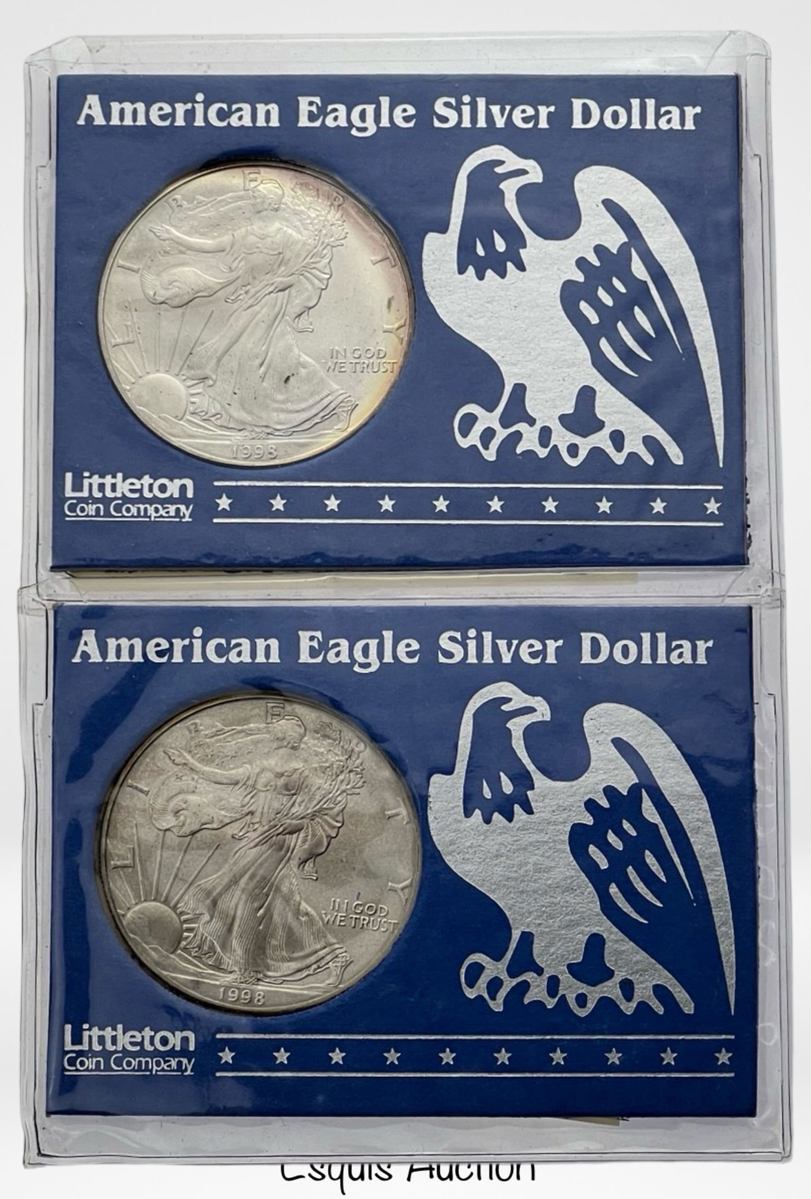 Two 1998 US American Silver Eagle Dollar Coins (1 of 2)