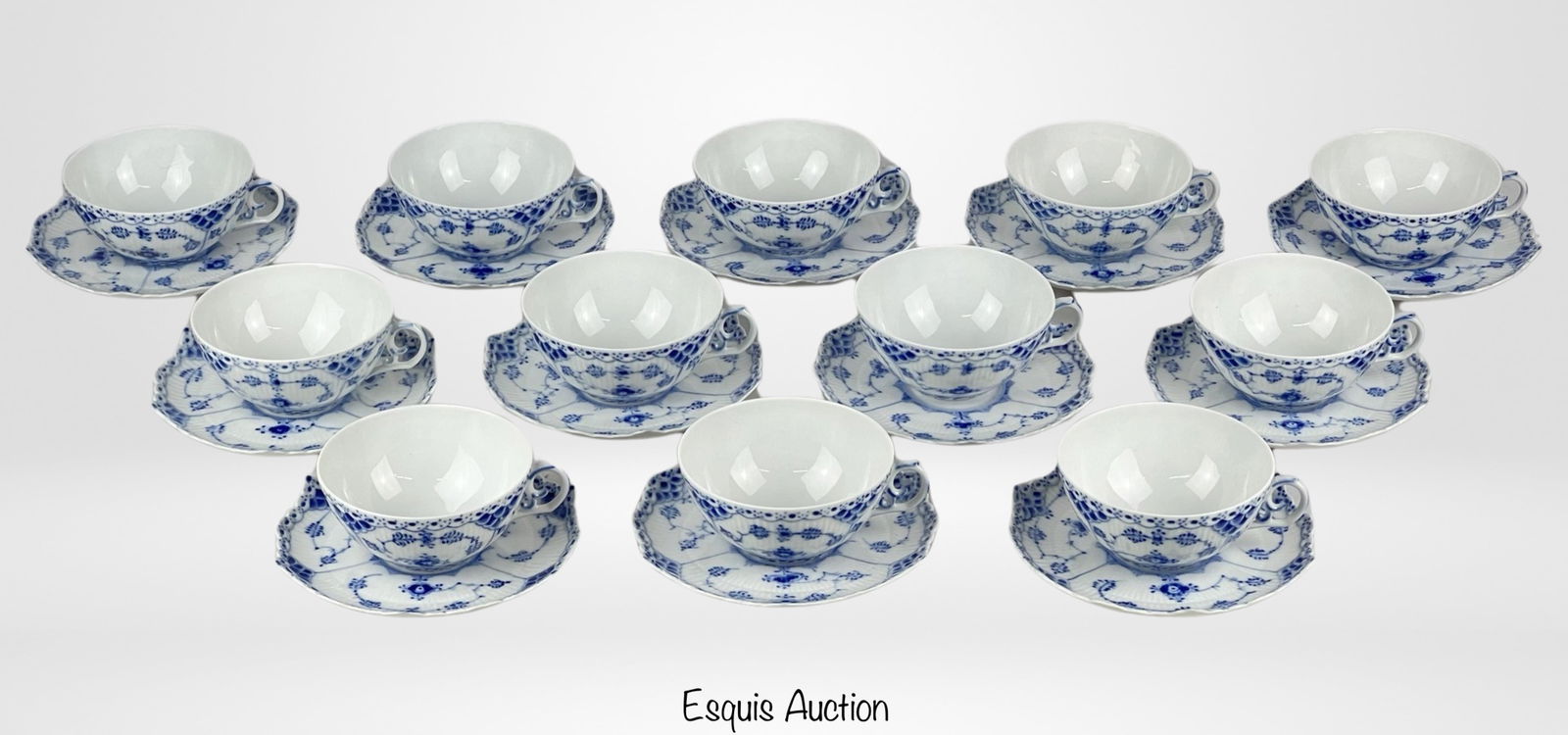 Royal Copenhagen 12 Blue Fluted Cups & Saucers (1 of 12)