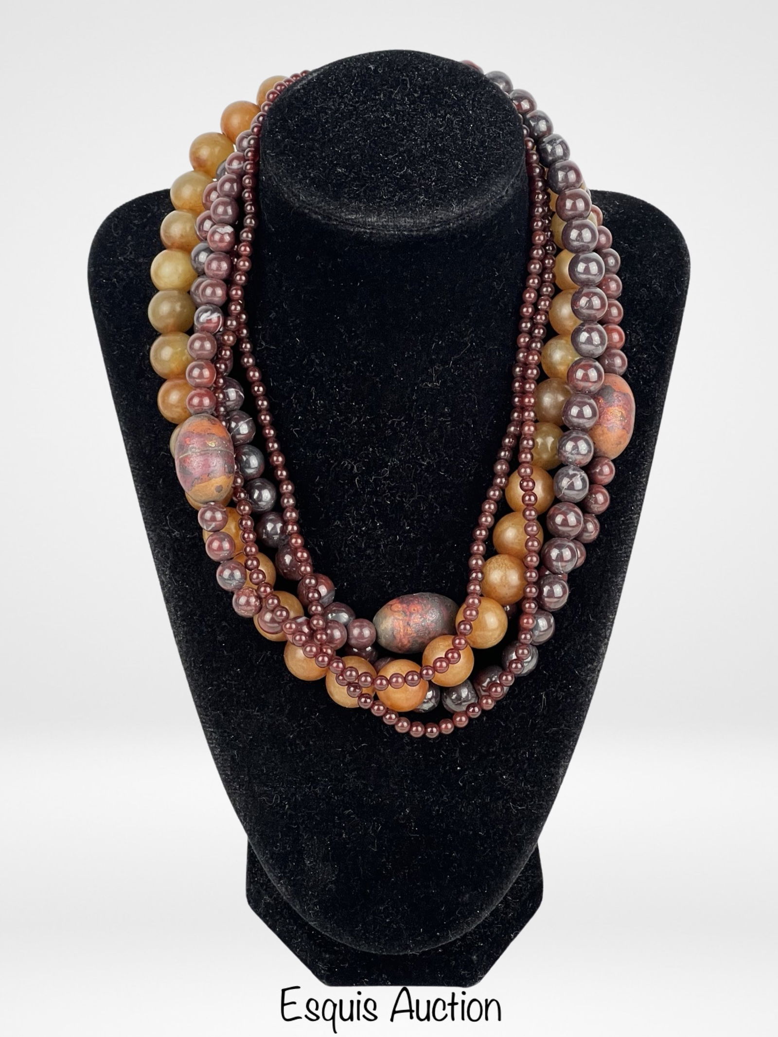 Vintage Winterthur Necklace- Yellow Jade, Agate, C (1 of 3)