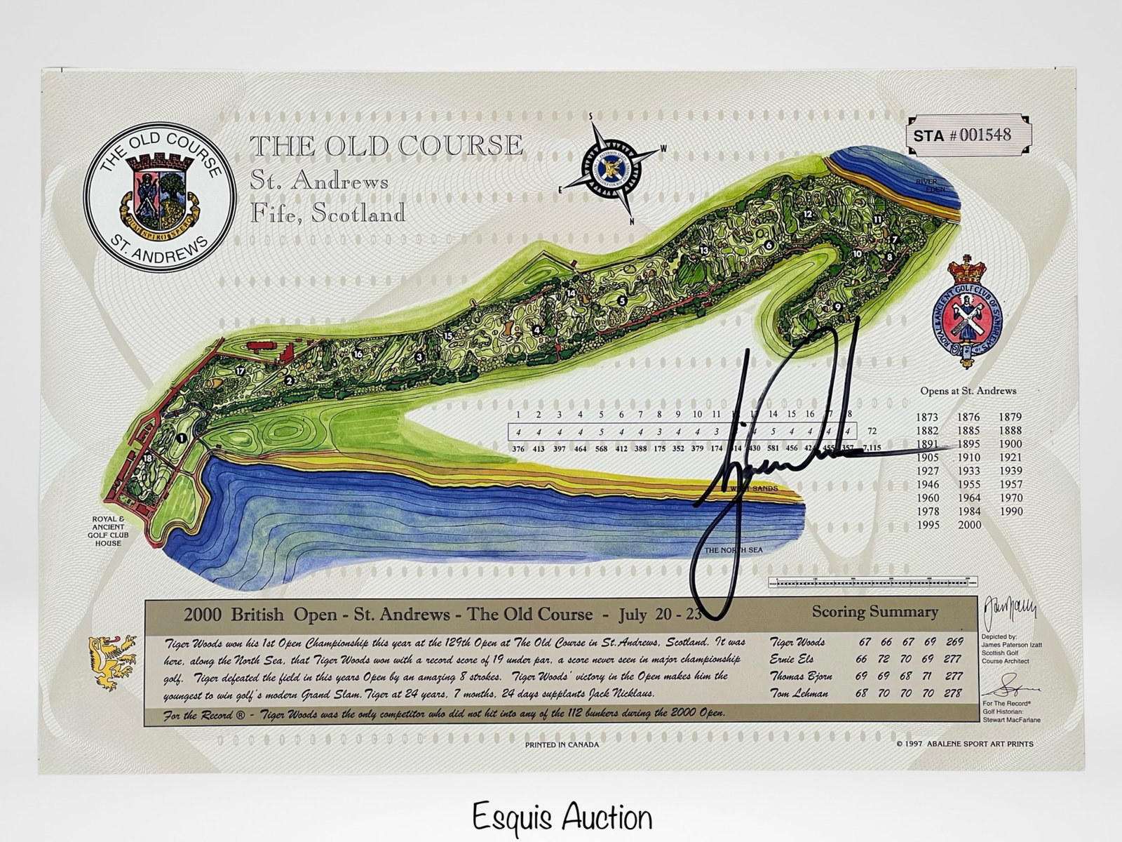 Tiger Woods Signed St. Andrews British Open Map (1 of 3)