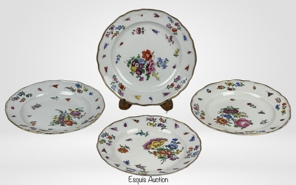 Antique 19th C. Meissen Floral 9.5" Dinner Plates (1 of 9)