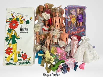 Vintage Barbie & Barbie Like Dolls with Hi Style C: Vintage Barbie & Barbie Like Dolls with Hi- Style Case.