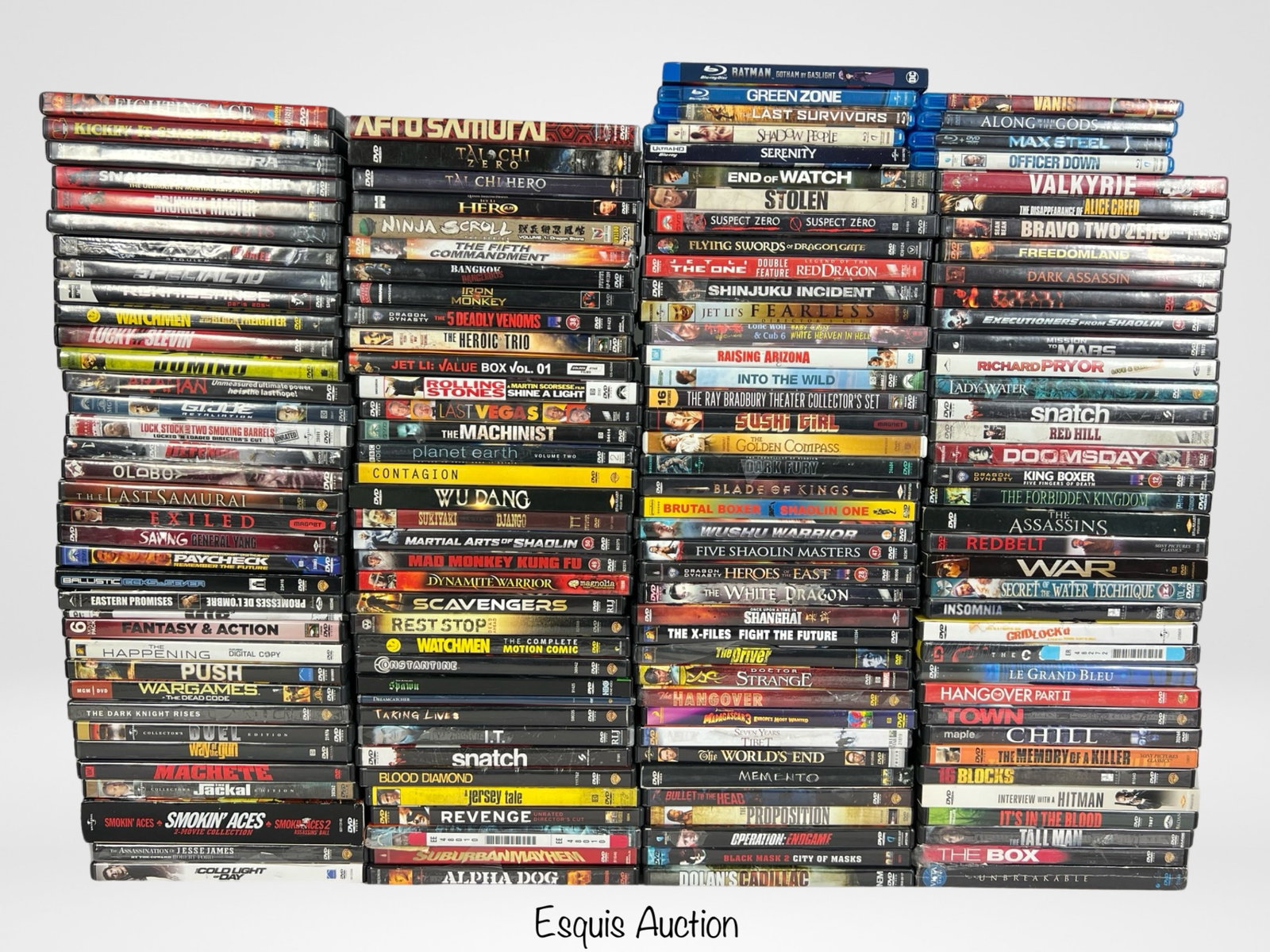 Large Lot of 130+ DVD Movies- Martial Art, Action: Large Lot of 130+ DVD Movies- Martial Art, Action, Adventure, etc... Come with some Blue Ray Discs.