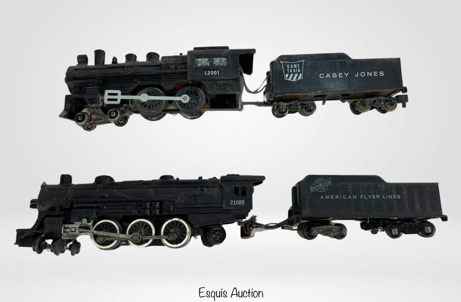 Two Vintage American Flyer Steam Locomotives & Ten: Two Vintage Gilbert American Flyer Steam Locomotives & Tenders-21085 & L2001. S Scale.