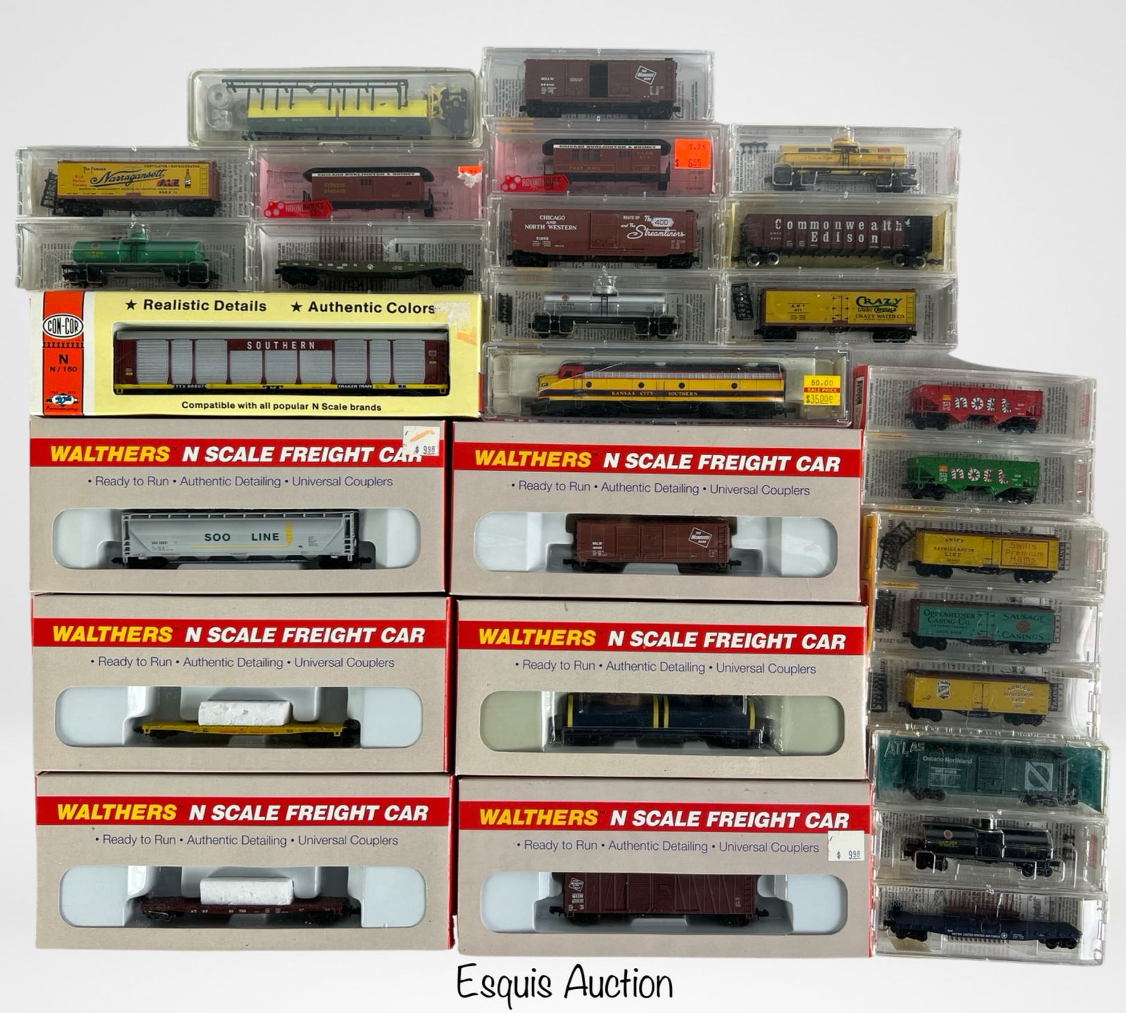 N Scale- RR Train Freight & Flat Cars- Large Lot (1 of 4)