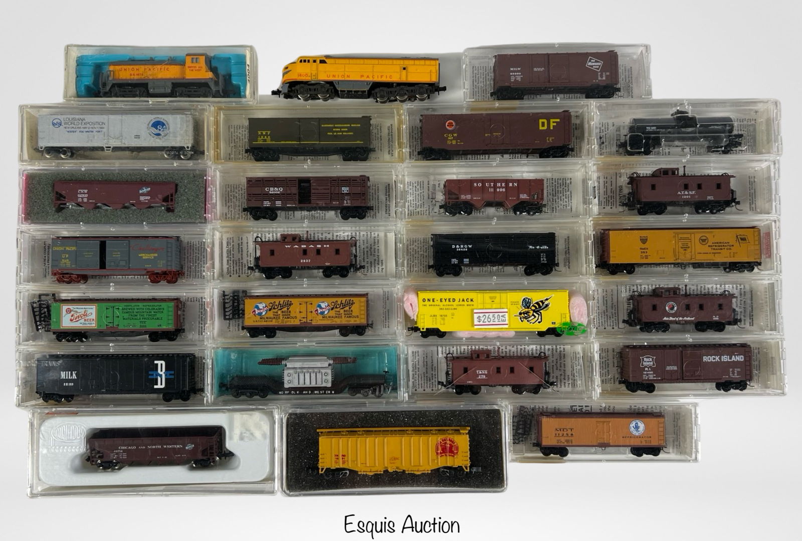 N Scale RR Train Cars with Union Pacific Engines (1 of 4)