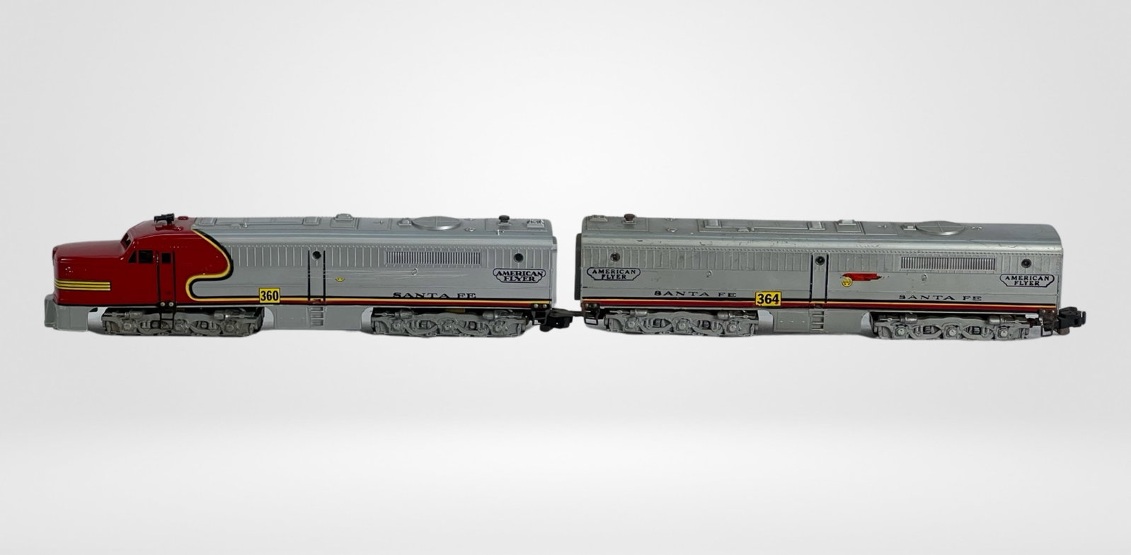 Vintage American Flyer Santa Fe 360 364 Locomotive: Vintage American Flyer Santa Fe 360 and 364 Locomotive Set. S Gauge.