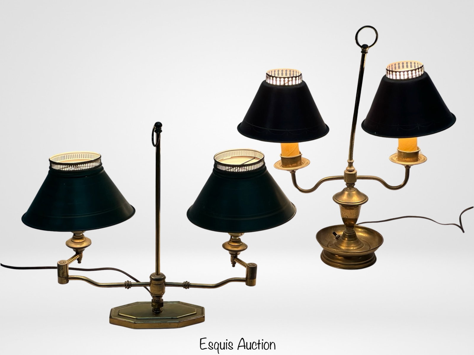 Two Vintage 1940's-1950's Student Lamps: Two Vintage 1940's-1950's Student Lamps. 21" & 16" tall.