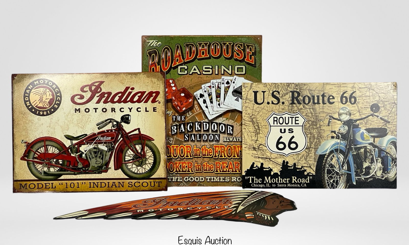 Indian Motorcycle, Route 66, Casino Tin Signs (1 of 4)