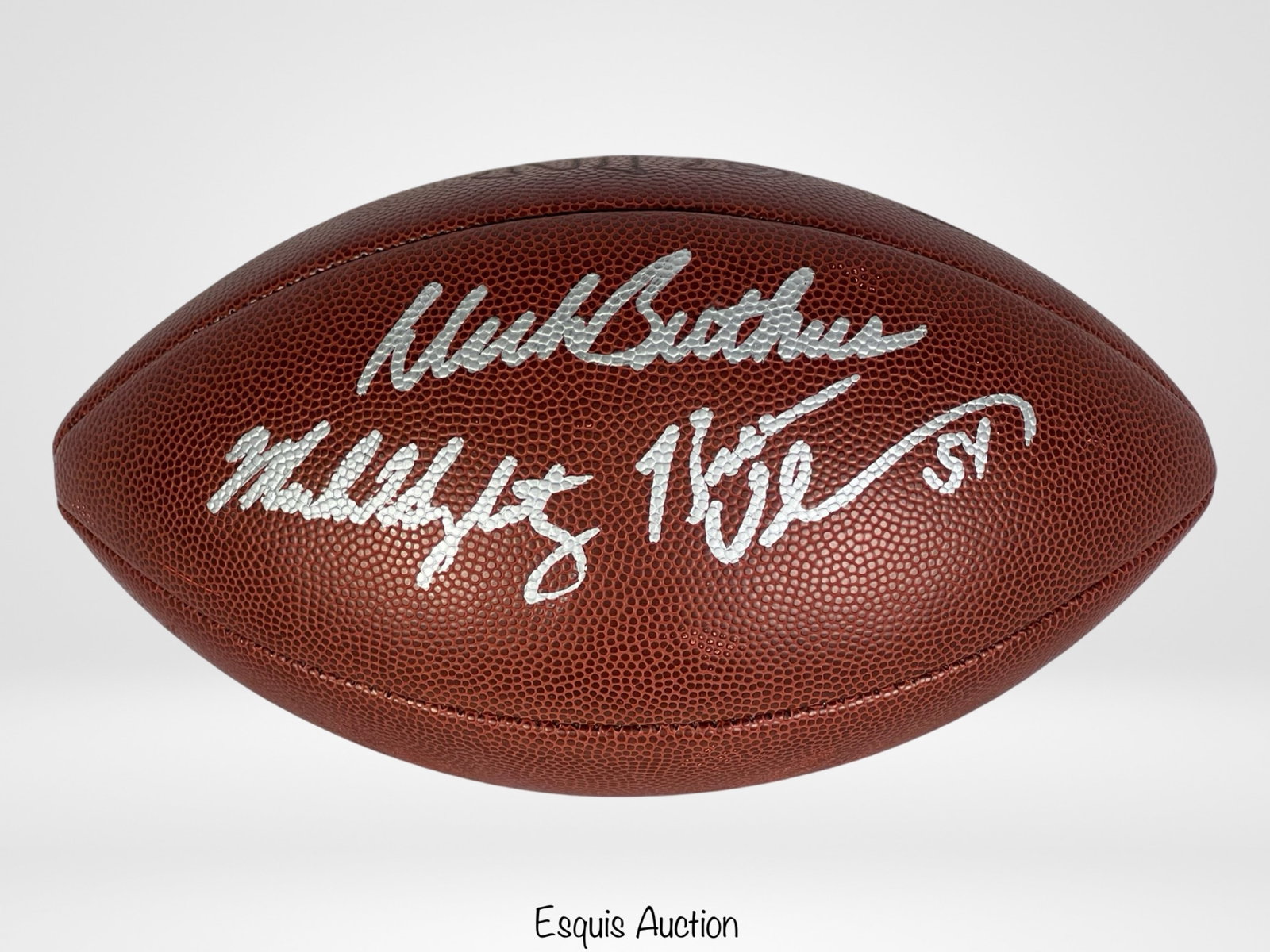Butkus, Urlacher & Singletary Signed Football: Elevate your football memorabilia collection with this exceptional "Monsters of the Midway" triple-autographed football, featuring the legendary signatures of Dick Butkus, Brian Urlacher, and Mike Sin