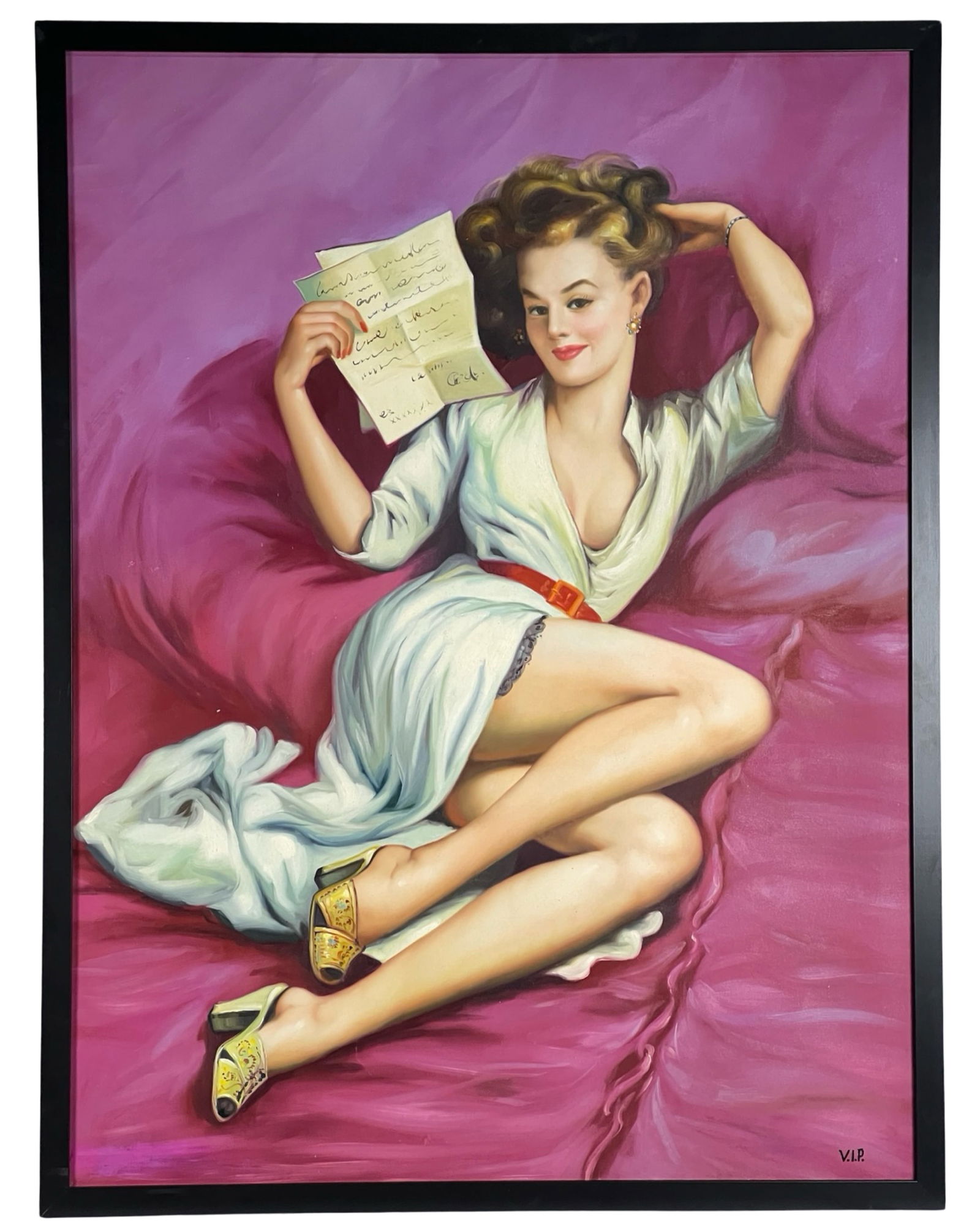 Beautiful Sexy Pin-Up Girl Original Oil Painting (1 of 3)