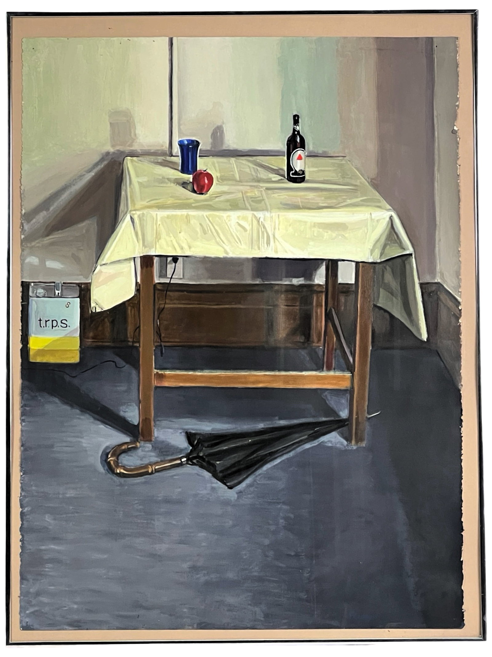 Contemporary Still Life Watercolor by Stumpf: Immerse yourself in the contemporary allure of this vibrant still life watercolor painting by the skilled artist Stumpf. This captivating piece features a kitchen table with an umbrella gracefully lai