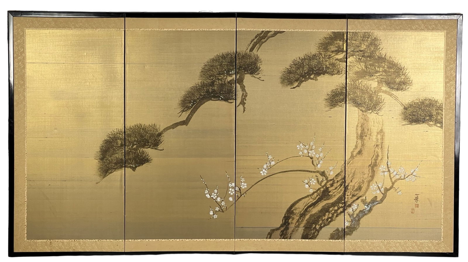 Vintage Hand Painted Japanese Byobu Folding Screen (1 of 3)