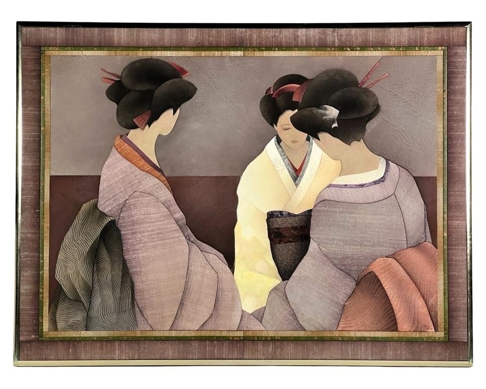 Norma J. Matsuguma Oriental Fabric Collage Art (1 of 5)