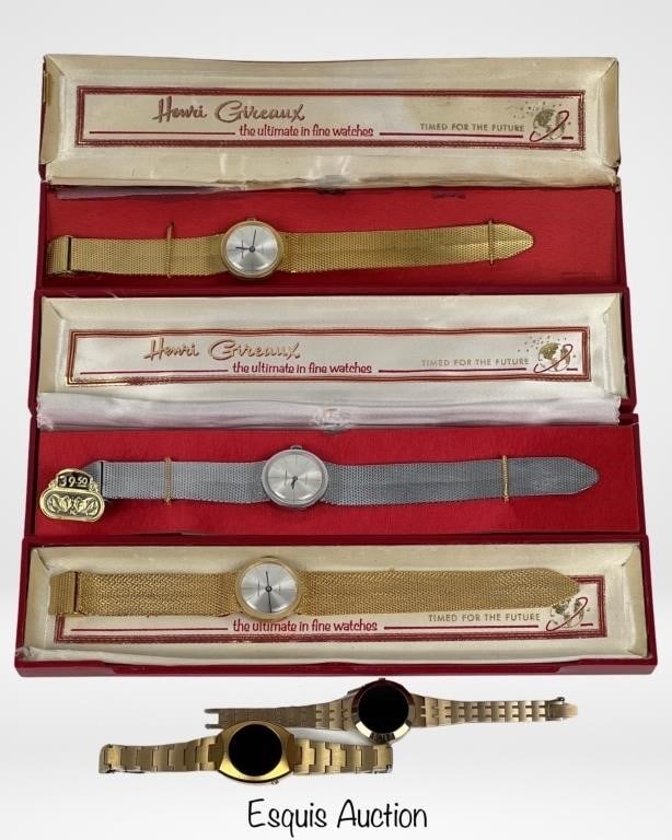Group of Vintage Wrist Watches- Henri Gireaux: Group of Vintage Wrist Watches including 3 Henri Gireaux in original boxes. Untested