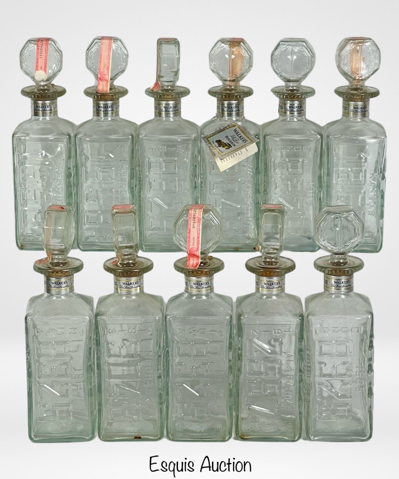 Vintage Walker's Whiskey License Plate Decanters (1 of 4)