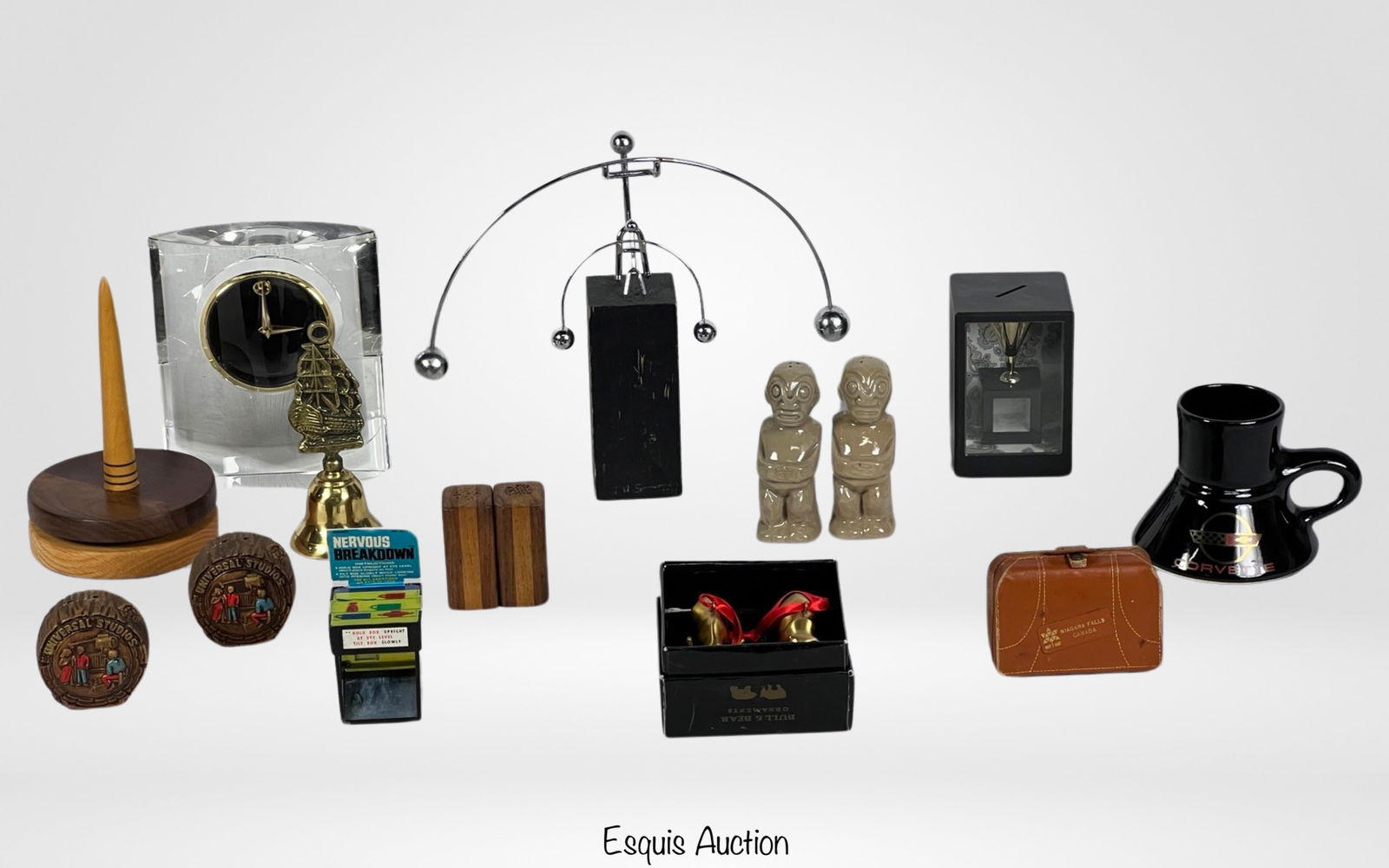 Small Desktop Collectibles- Movado Clock, Coin Ban (1 of 4)