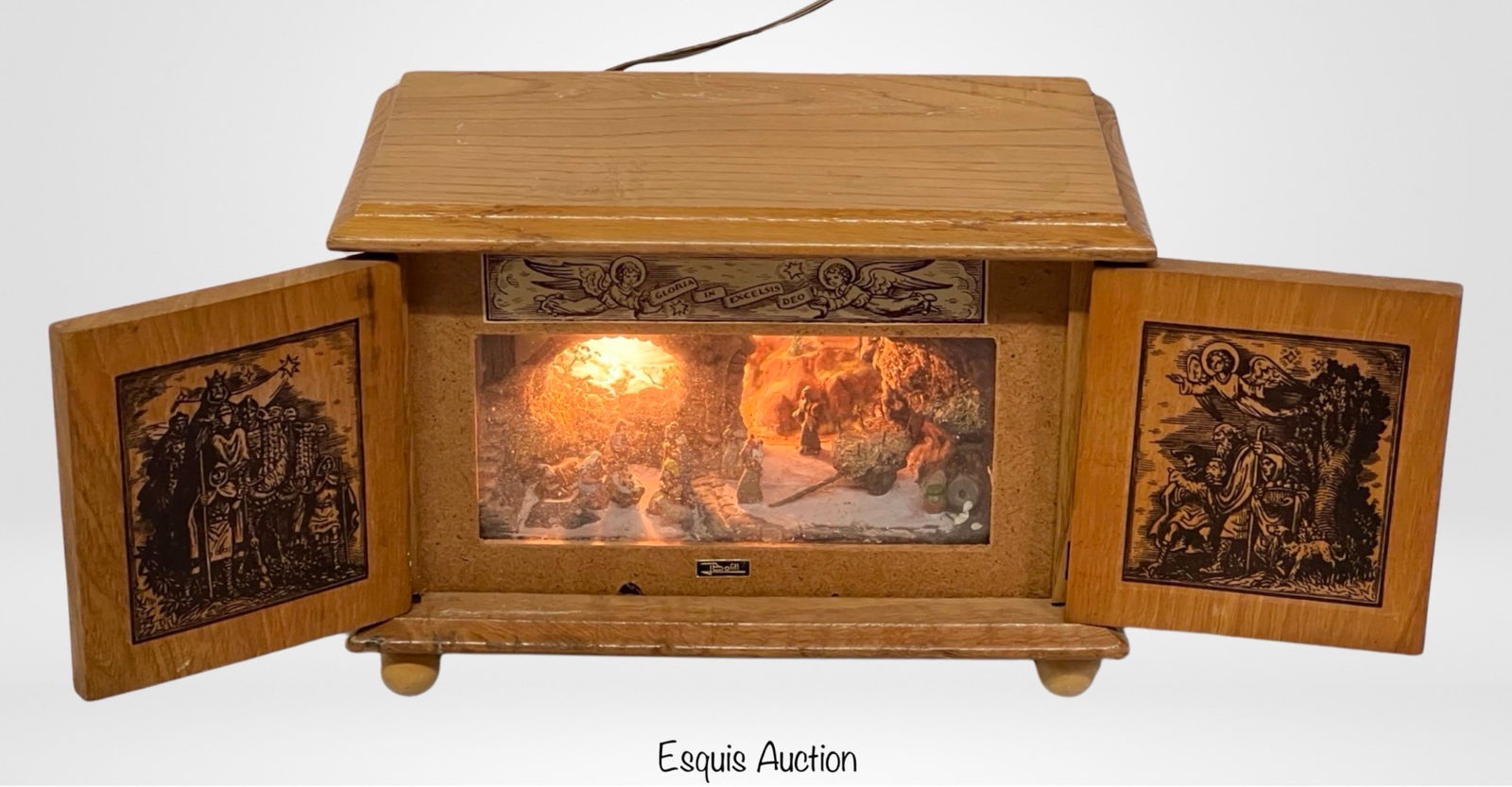 Josep Bofill Miniature Christmas Diorama/ Light Up: Experience the magic of the holiday season with this enchanting miniature Christmas diorama and light-up music box created by the talented artist Josep Bofill in the 1950s. The diorama beautifully cap