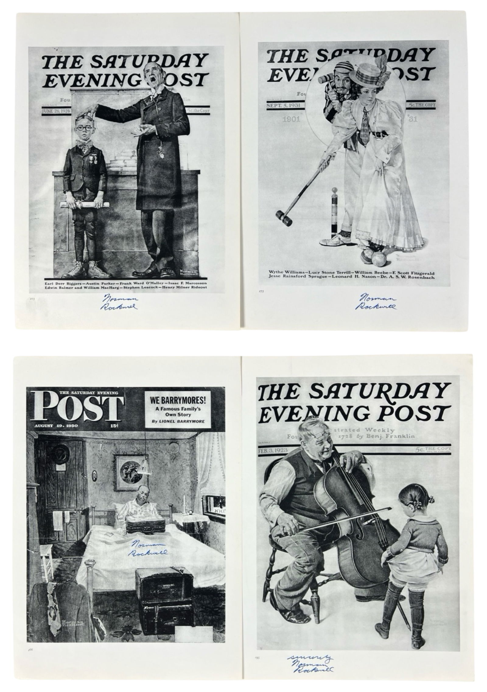 Norman Rockwell Set of 4 Signed Art Book Pages (1 of 6)