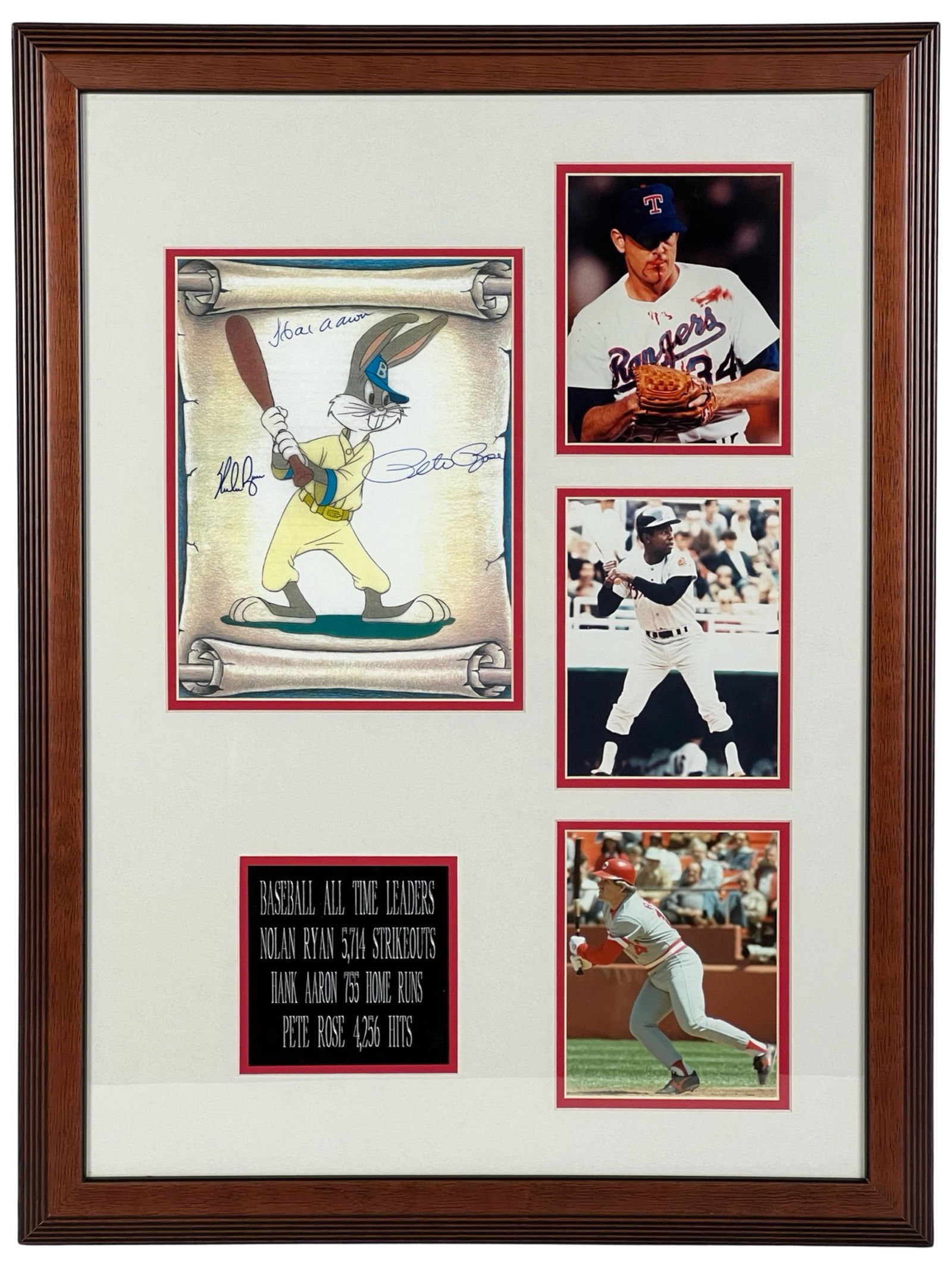 Pete Rose, Nolan Ryan & Hank Aaron Signed Art (1 of 3)