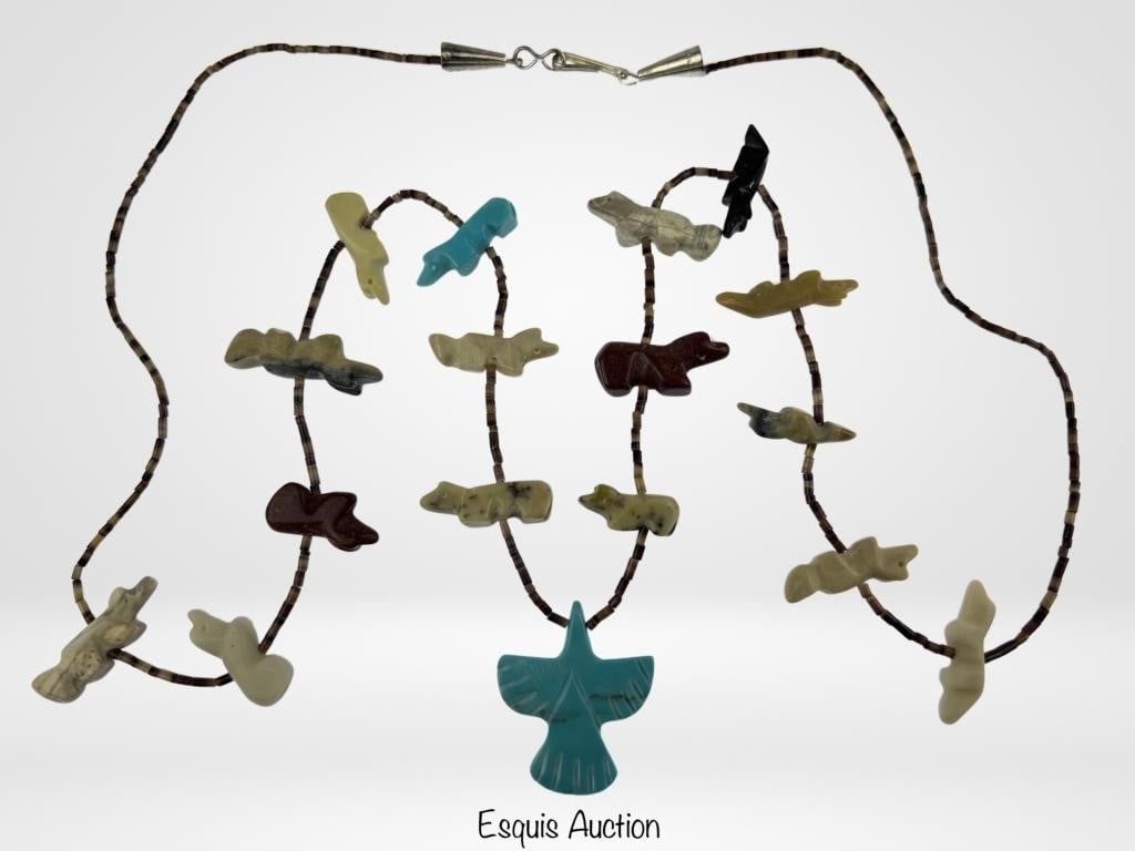 Zuni Fenish Necklace with Carved Stone Animals (1 of 6)