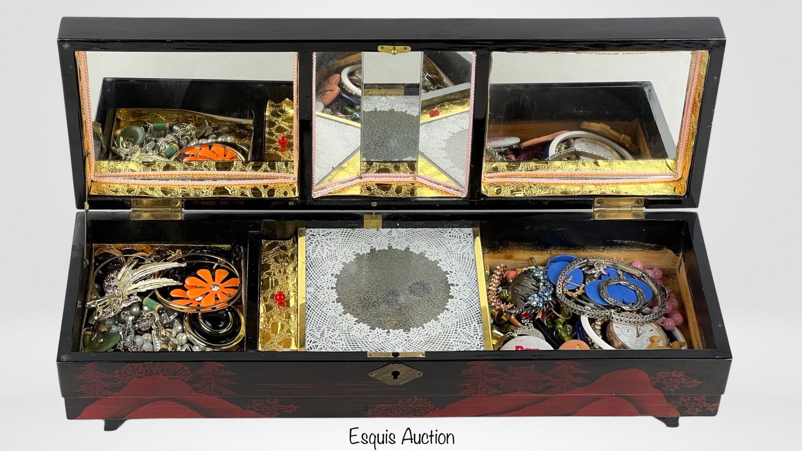 Vintage Chinese Music Jewelry Box w/ Jewelry (1 of 5)