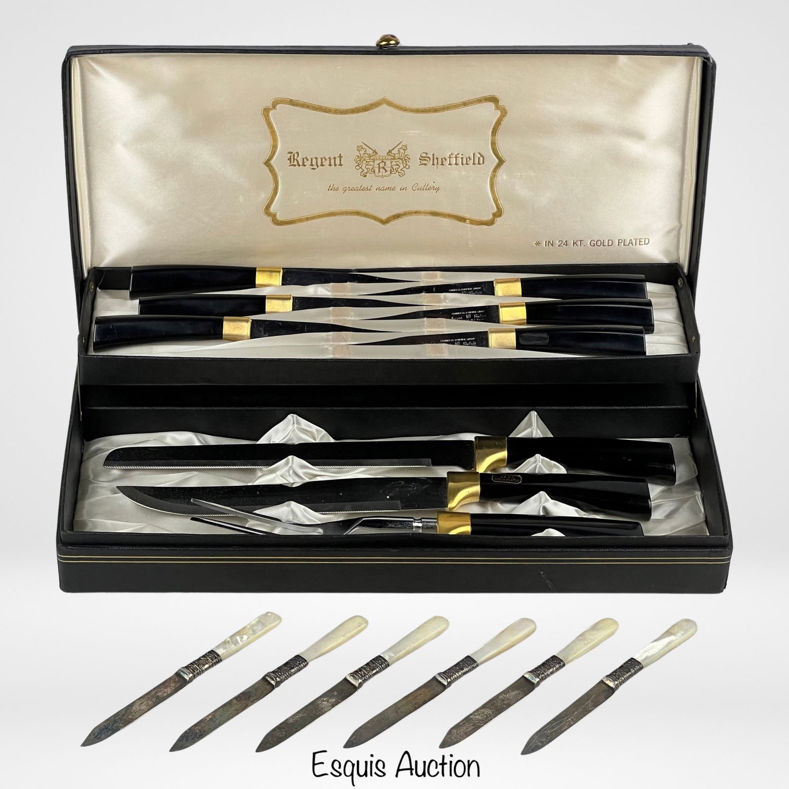 Regent Sheffield Cutlery Set & Sterling Fruit Kniv (1 of 6)