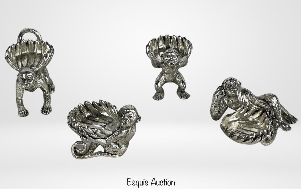 Four Silver Plated Figural Monkey Nut Bowls (1 of 3)