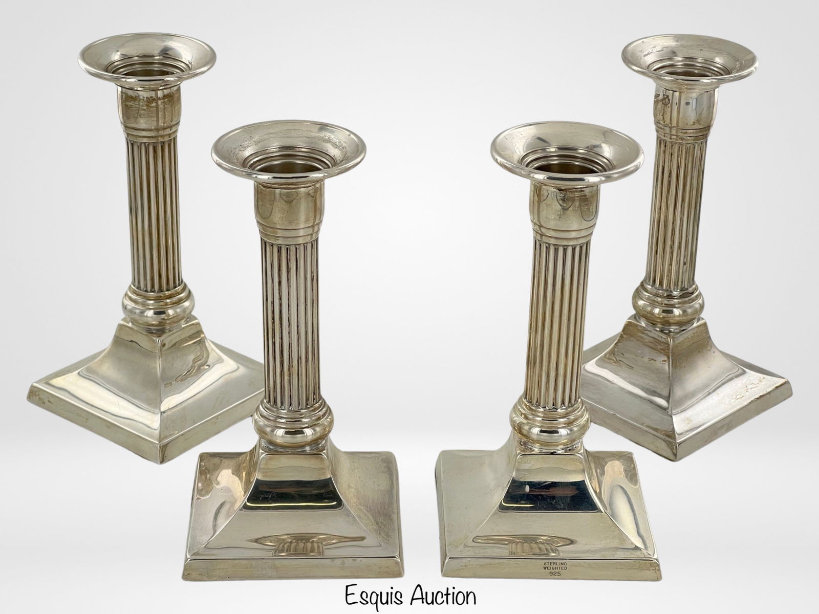 4 Sterling Silver Neoclassical Column Candlesticks (1 of 3)