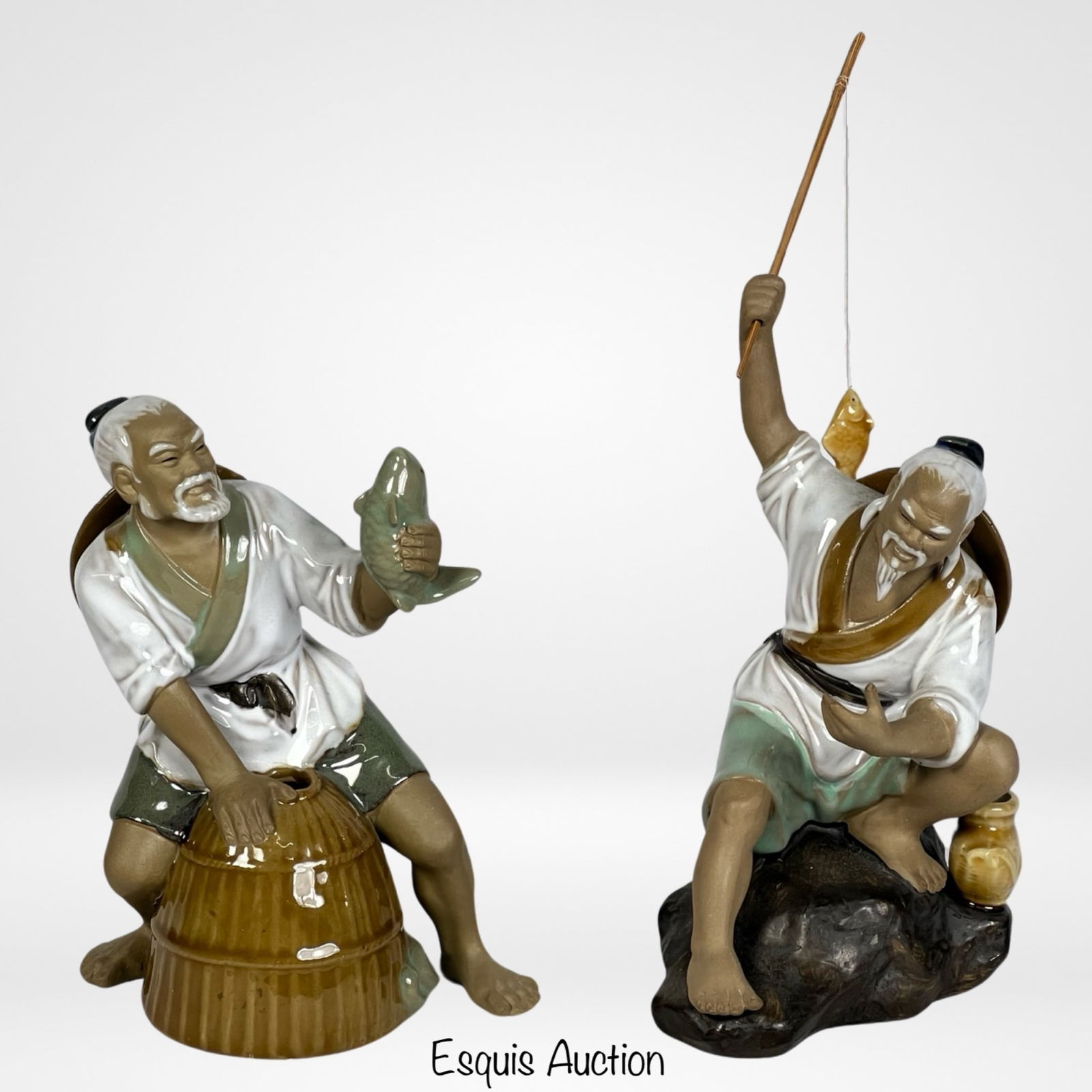 Chinese Shiwan Mudman Clay Pottery Fishermen Figur (1 of 8)