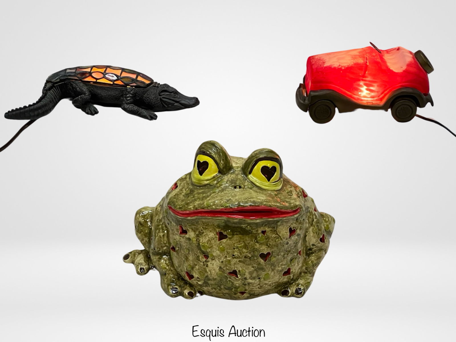 Quoizel Stained Glass Alligator Lamp, Car & Frog (1 of 6)