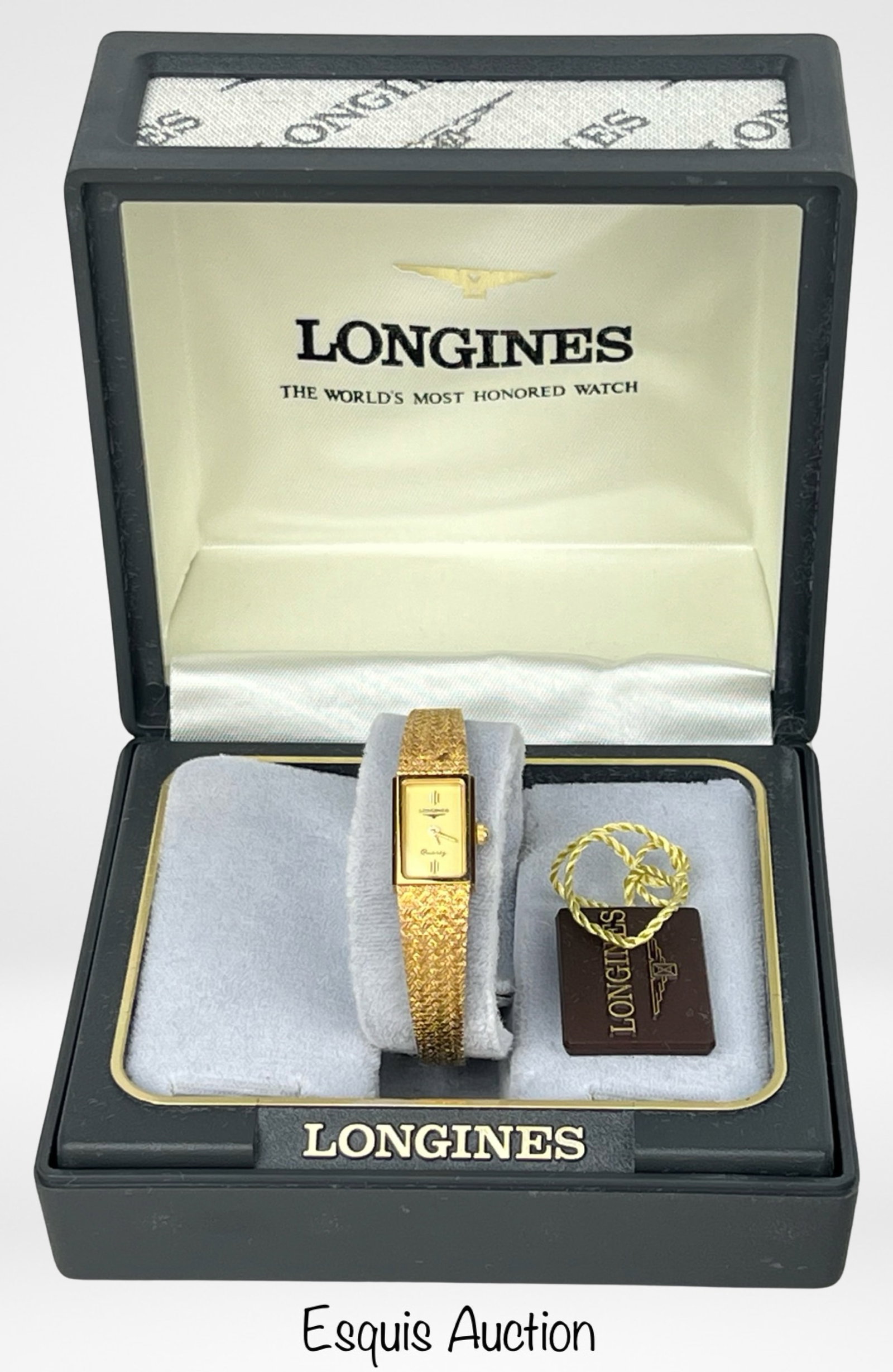 Vintage Longines Lady's Gold Tone Wrist Watch: Vintage Longines Lady's Gold Tone Wrist Watch. Appears to be new in original box.