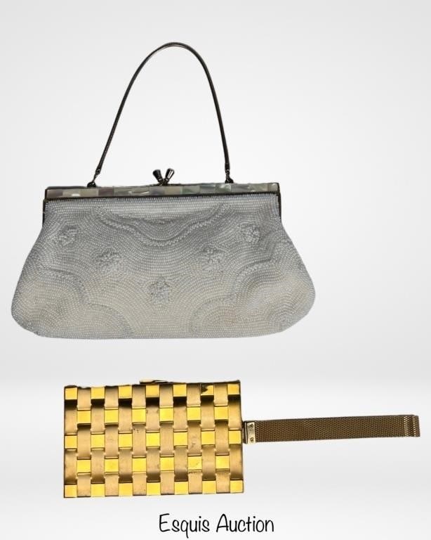 1950's Beaded Clutch Purse & Evans Carryall Metal (1 of 7)