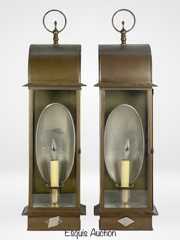 Pair of Vintage Brass & Glass Lantern Sconces (1 of 4)