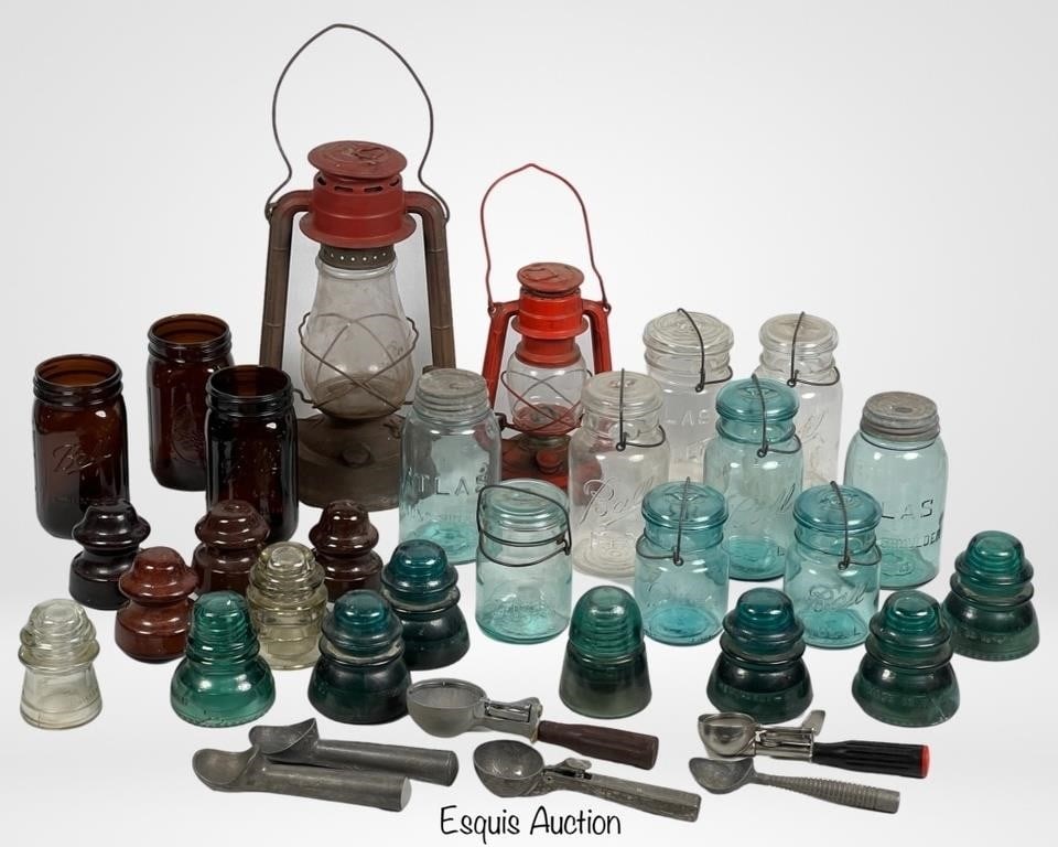 Vintage Jars, Insulators, Icecream Scoops & Lamps (1 of 5)