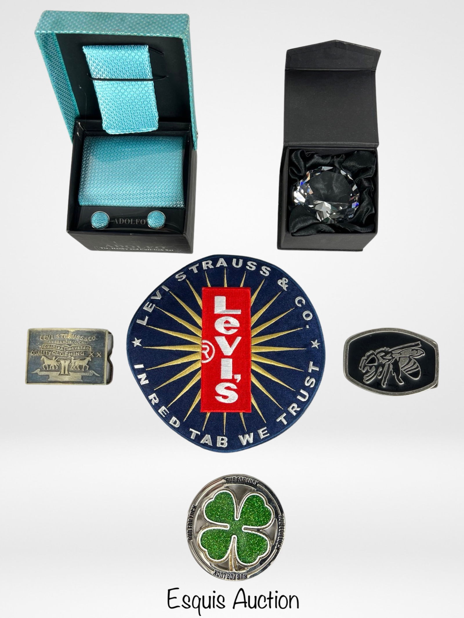 Vintage Belt Buckles, Levi's Large Patch, Crystal (1 of 4)