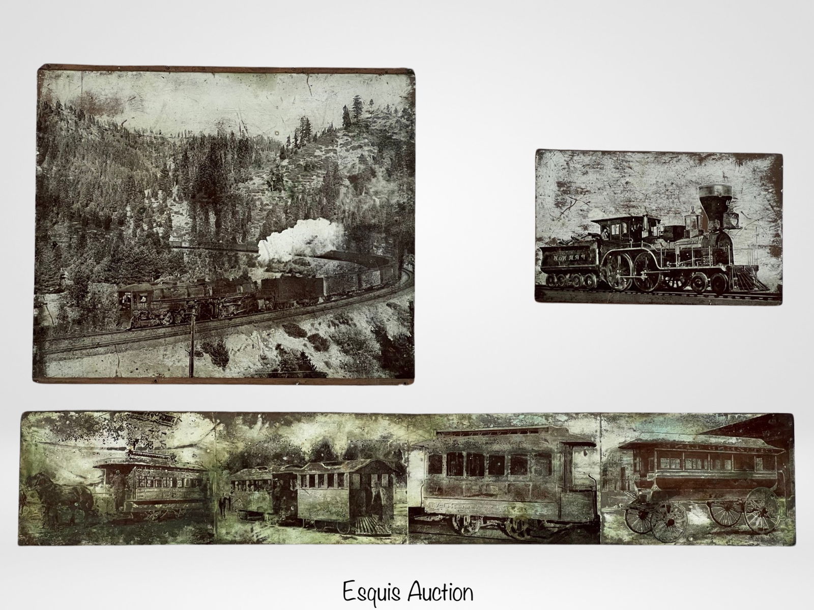 Antique Train Photographs on Copper Plates (1 of 4)