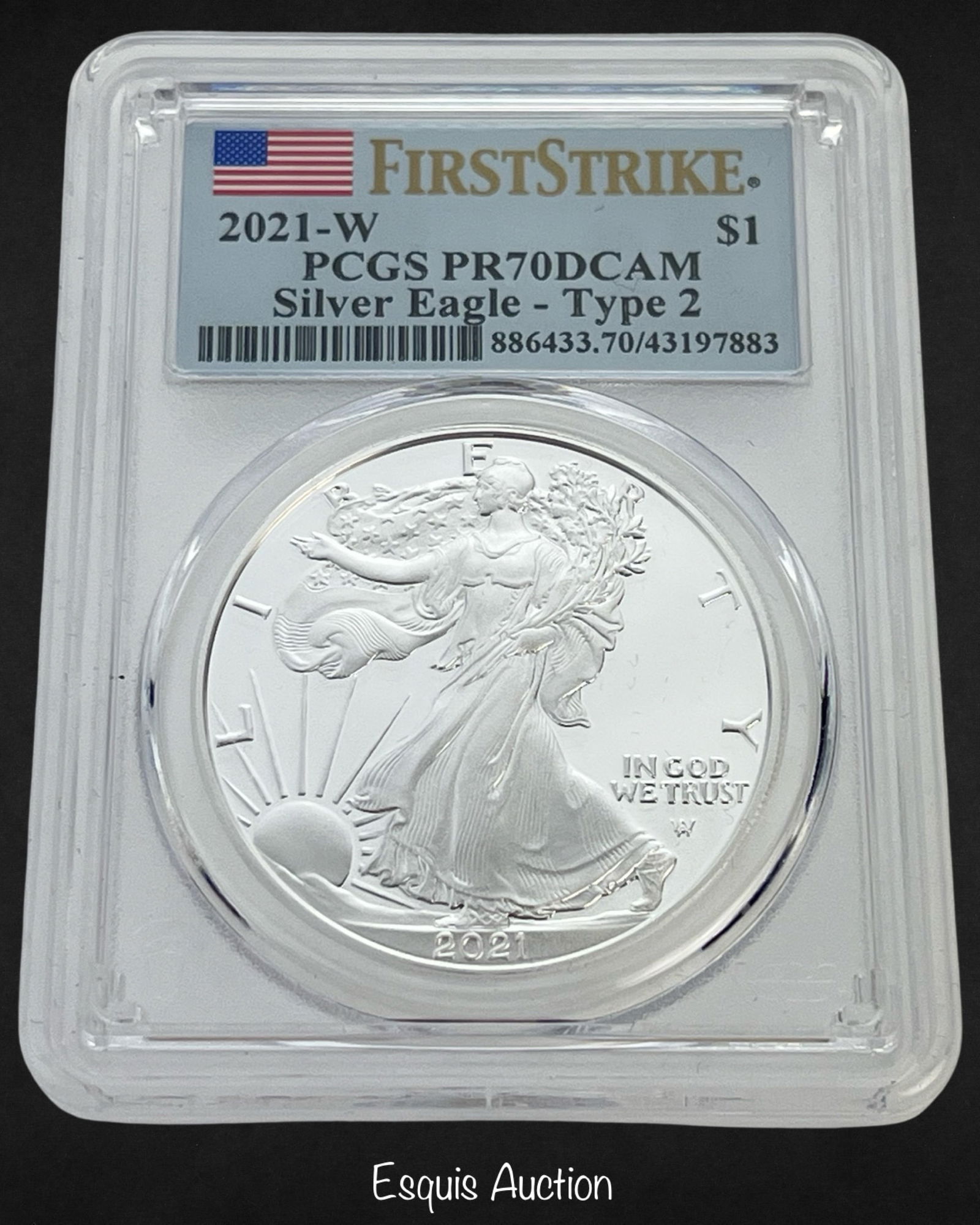 2021 W Silver Eagle Dollar Type 2 PR70DCAM First S (1 of 2)