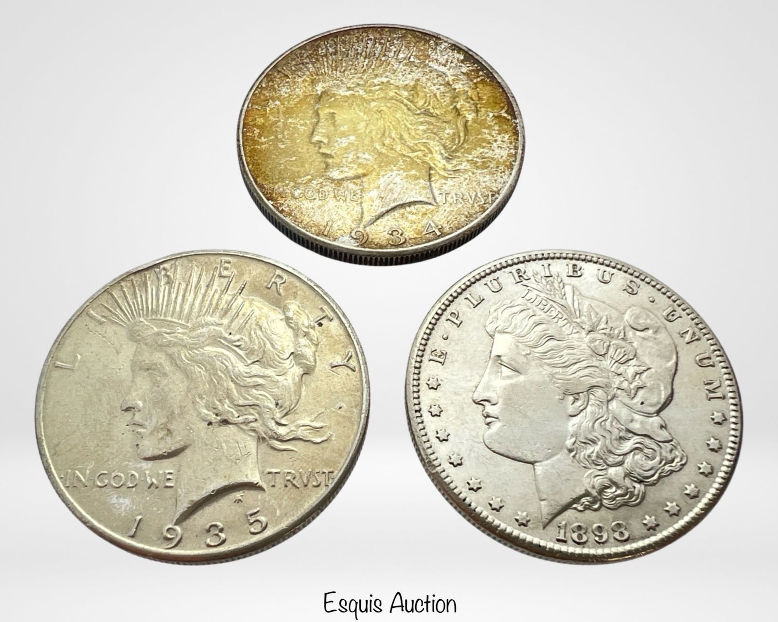 1898 S Morgan Silver Dollar & 1934 & 35 Peace Doll (1 of 2)