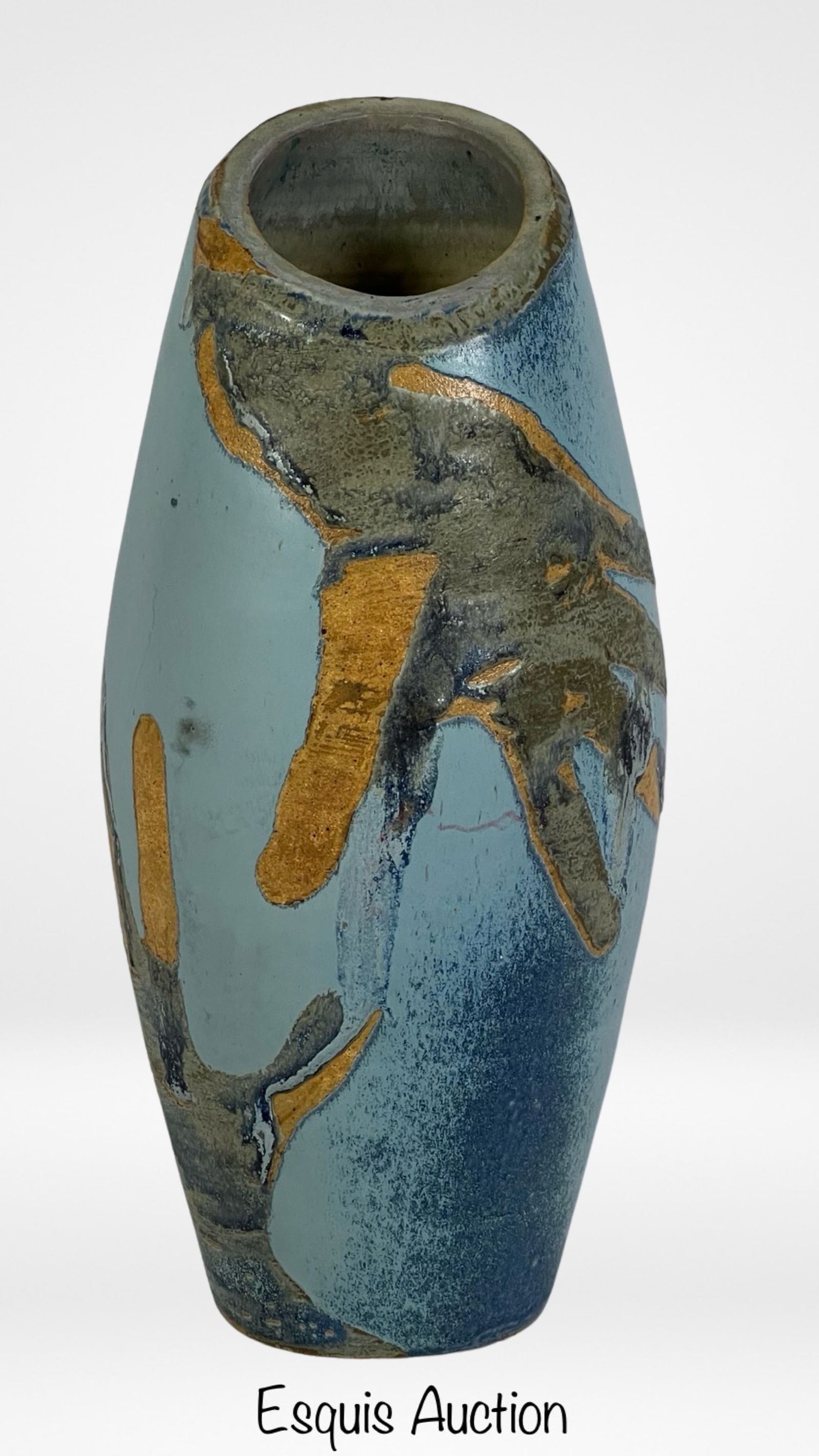 Large Art Pottery Glazed Vase with Hand Palm Print (1 of 5)