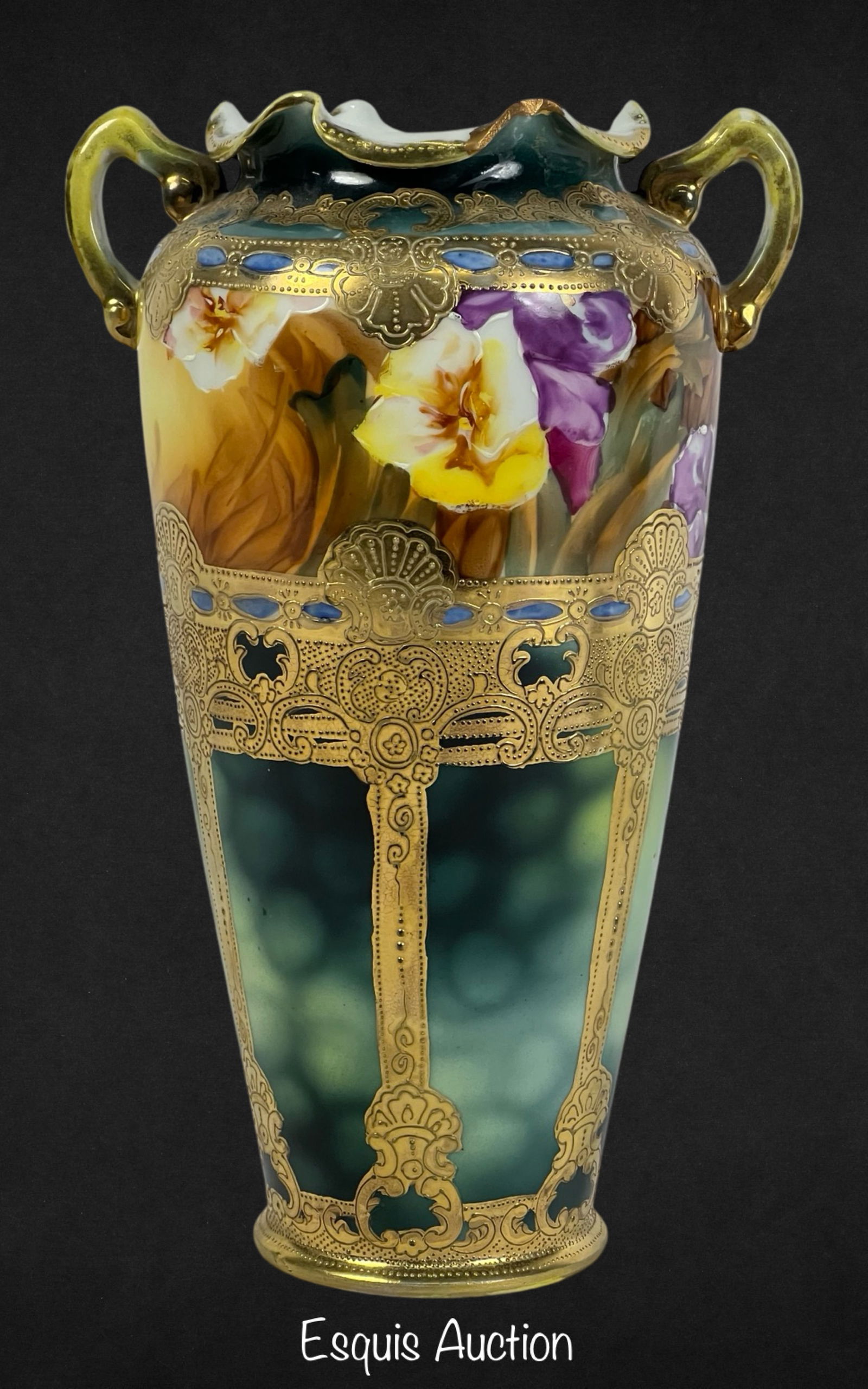 Art Nouveau Gold Leaf Floral Nippon Vase (1 of 4)